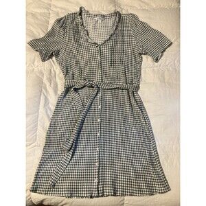 Market & Spruce Black and White Gingham Button-Front Dress